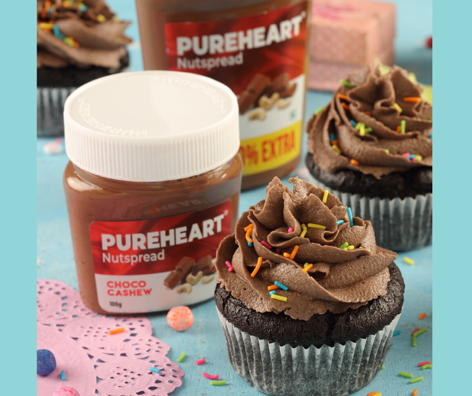 Delicious Cupcakes  with Pureheart Choco Cashew Nutspread
