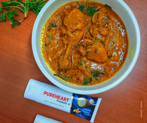 Creamy Cashew Chicken Kurma with Pureheart Natural Cashew Nutpaste