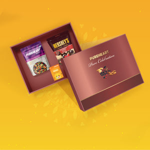 PUREHEART Pure Celebration Onam Gift Hamper - Cherokee Trail Mix (80 g) & Hershey's Kisses Chocolate with Gift Card.