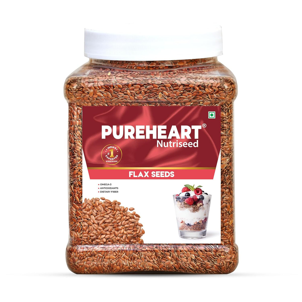 Pureheart Premium Raw Flax Seeds for Eating  - Alsi Seeds for Hair Growth, Heart Health & Digestion, Rich in Omega 3 Fatty Acids, Magnesium, Iron, Dietary Fibre, Protein