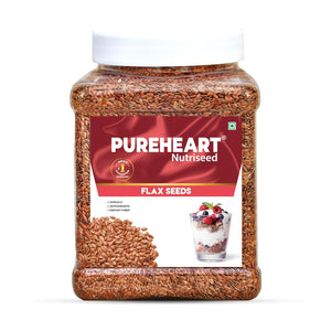 Pureheart Premium Raw Flax Seeds for Eating  - Alsi Seeds for Hair Growth, Heart Health & Digestion, Rich in Omega 3 Fatty Acids, Magnesium, Iron, Dietary Fibre, Protein