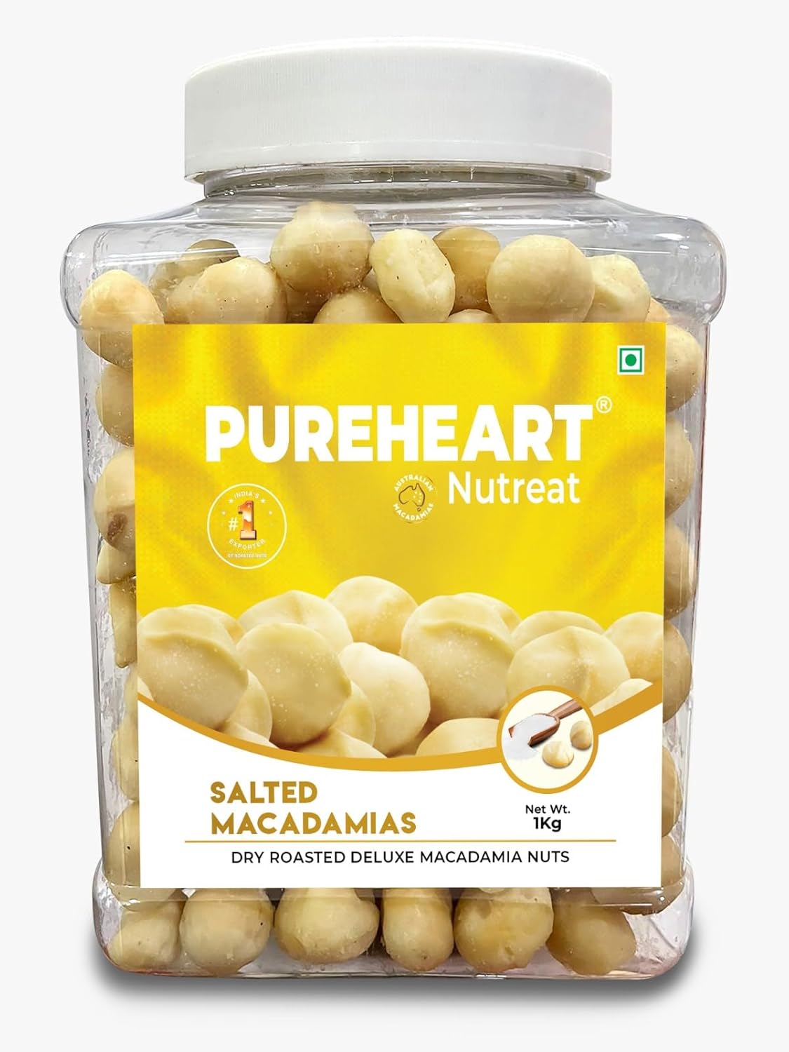 Pureheart Salted Macadamia Premium Roasted Australian Macadamia Nuts, Rich in Antioxidants - Whole, Exotic, and Crunchy Dry Fruits, Ideal Snacks, No Additives
