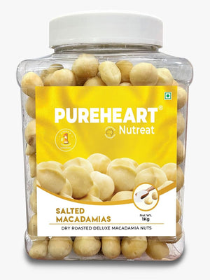Pureheart Salted Macadamia Premium Roasted Australian Macadamia Nuts, Rich in Antioxidants - Whole, Exotic, and Crunchy Dry Fruits, Ideal Snacks, No Additives