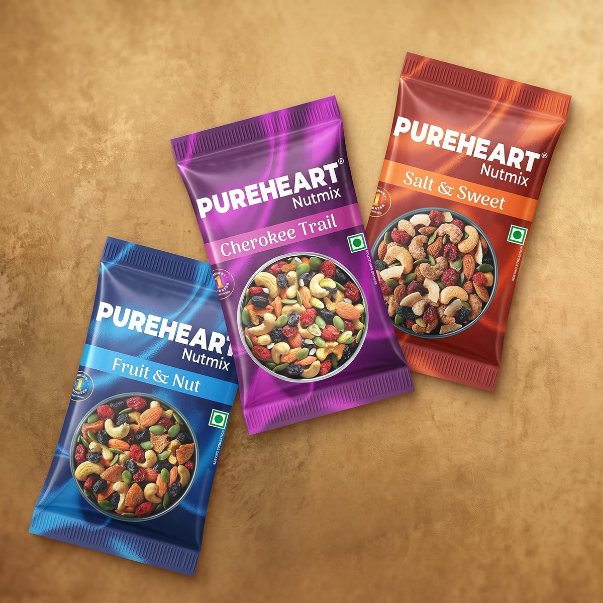 PUREHEART Diwali Gift Hamper - Trail Mix & Nutmixes (25g each), Diya, Card