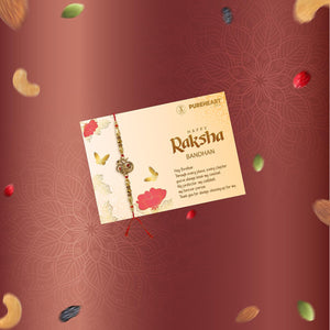 PUREHEART Rakhi Gift Hamper- Cherokee Trail Mix (80g) and Chocolates with Ganpati Rakhi for Brother, Gift Card, Pooja Rice, Kumkum - Crunchy Dry Fruits and Nuts