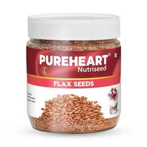 Pureheart Premium Raw Flax Seeds for Eating  - Alsi Seeds for Hair Growth, Heart Health & Digestion, Rich in Omega 3 Fatty Acids, Magnesium, Iron, Dietary Fibre, Protein