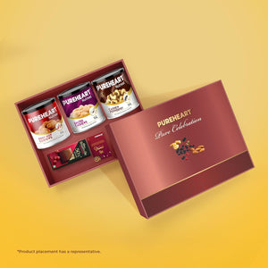 PUREHEART Premium Diwali Gift Hamper | Corporate Dry Fruits Gift Box with Fiery Hot Cashews, Pepper and Salted Cashews (333g each), Bournville Chocolate, Diwali Greeting Card