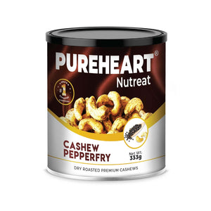 Pureheart Nutreat Pepperfry Cashews  Inspired by Iconic Malabar Dish, Premium Salted Black Pepper Cashew Nuts/Kaju Dry Fruit, Roasted Cashews with Aroma & Freshly Ground Pepper