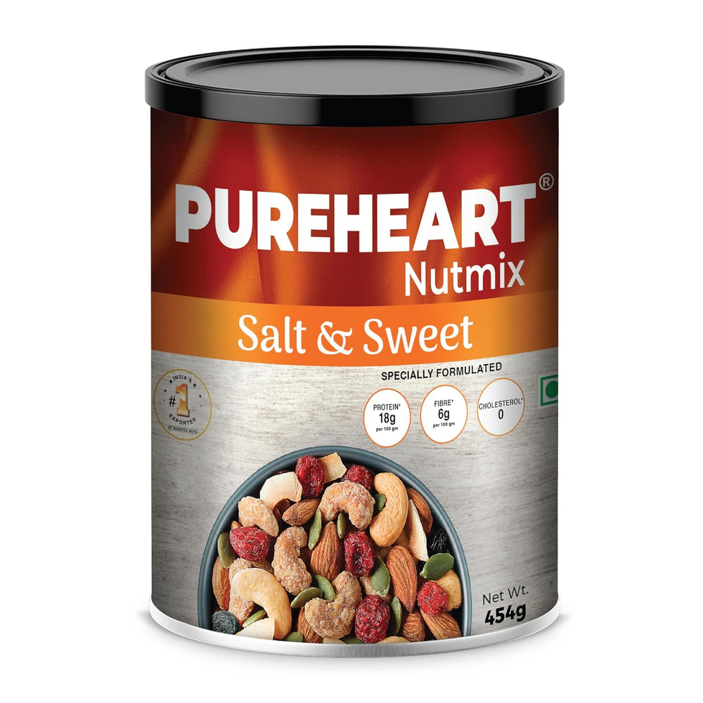 Pureheart Nutmix Salt & Sweet Dry Fruits  Premium Salted Mix Nuts (Cashews, Almonds, Raisins, Cranberries) Delicious & Crunchy Mixed Dry Fruits