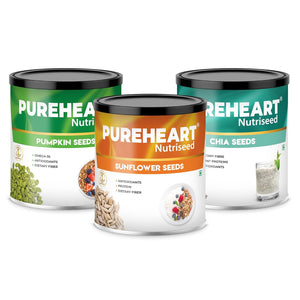 Pureheart Superfood Combo – Chia, Pumpkin & Sunflower Seeds  | Protein, Fibre & Omega-3 Rich | Heart Health, Immunity & Weight Management | Healthy Diet Snacks