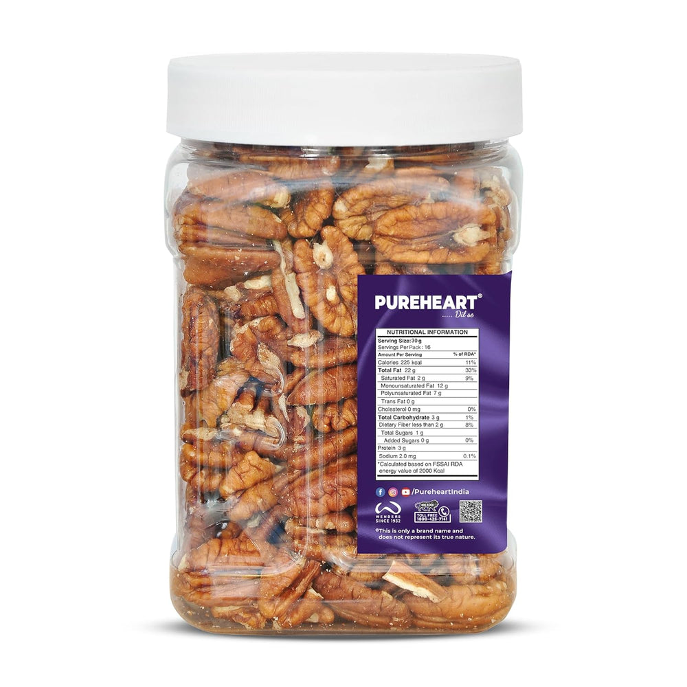 Pureheart Premium Pecan Nuts 180g | Premium Natural Pecans | Healthy Dry Fruits Snack | Rich in Protein, Fibre & Antioxidants | Ideal for Snacking & Baking
