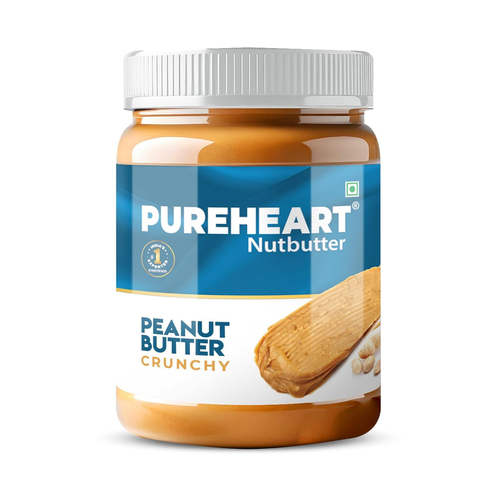 Pureheart Nutbutter Natural Peanut Butter  | Crunchy | High Protein, Zero Trans Fats| Premium Roasted Peanut Crunchy Nut Butter Spread | Perfect for Fitness and Healthy Snacking