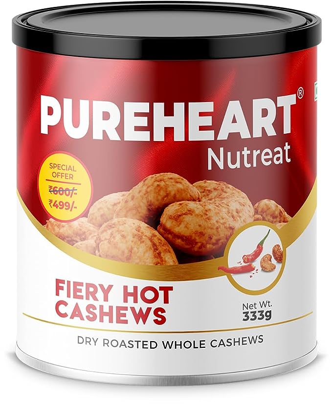 Pureheart Fiery Hot Cashews Can