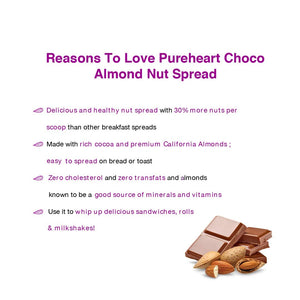Pureheart Choco Almond Nut Spread - Delicious, Smooth and Creamy Snack, Nutty Chocolate Almond Spread for Breakfast