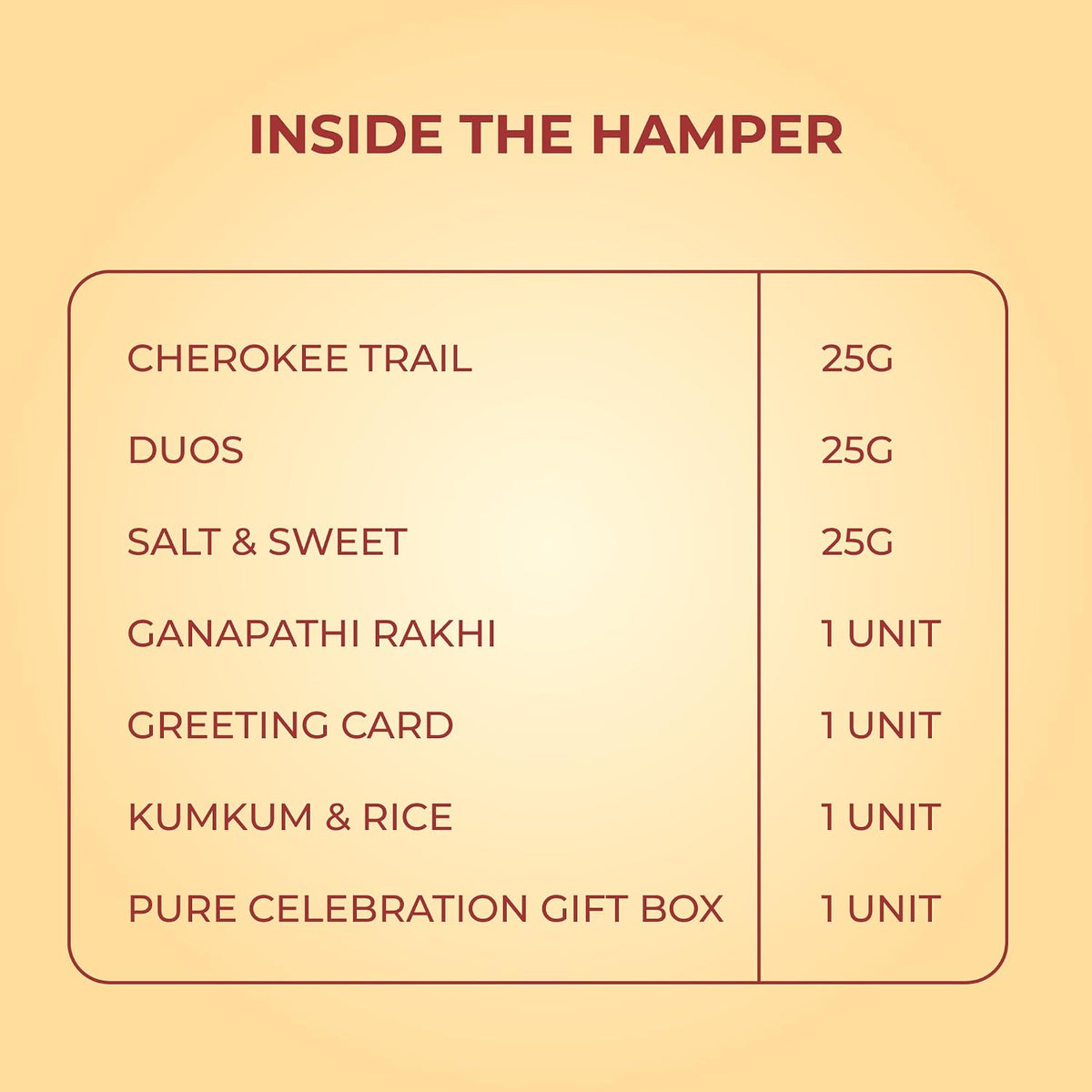 PUREHEART Rakhi Gift Hamper- Vanilla Cashew & Choco Almonds, Cherokee Trail Mix, Sweet & Salt Nutmix (25 g Each) with Chocolate and Floral Rakhi for Brother, Gift Card, Pooja Rice, Kumkum - Crunchy Dry Fruits and Nuts