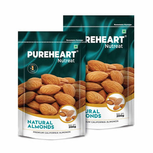 Pureheart Nutreat Natural Almonds  Premium California Almond Nuts/Dry Fruit, Crunchy & Delicious Dried Badam, Resealable Pouch