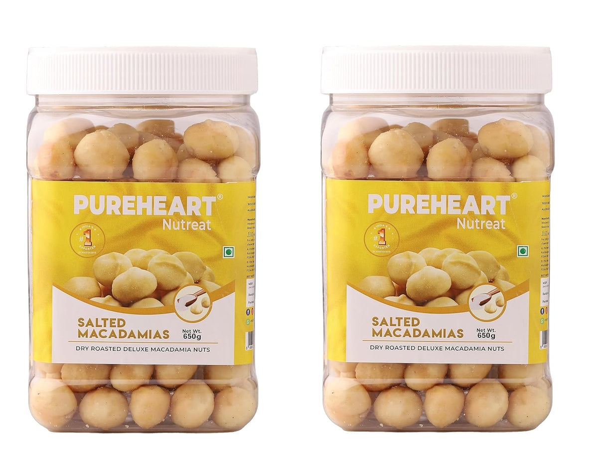 Pureheart Salted Macadamia Premium Roasted Australian Macadamia Nuts, Rich in Antioxidants - Whole, Exotic, and Crunchy Dry Fruits, Ideal Snacks, No Additives
