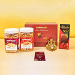 PUREHEART Premium Diwali Gift Hamper | Dry Fruits Gift Box with Fiery Hot Cashews, Salted Cashews (650g each), Bournville Chocolate, Ganpati Diya & Diwali Greeting Card | Corporate Gifting