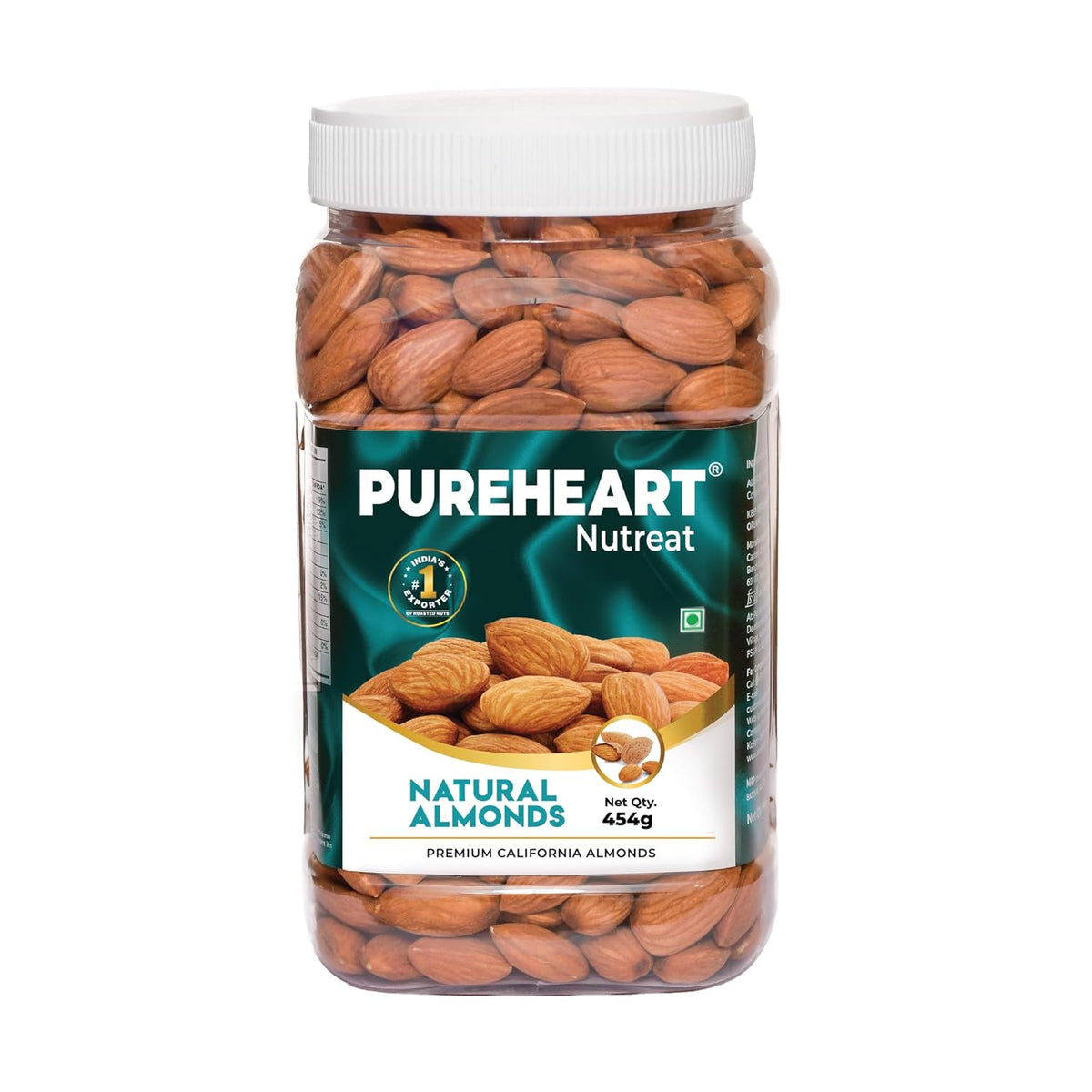 Pureheart Nutreat Natural Almonds  Premium California Almond Nuts/Dry Fruit, Crunchy & Delicious Dried Badam, Resealable Pouch
