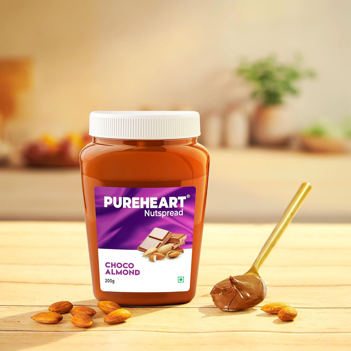 Pureheart Choco Almond Nut Spread - Delicious, Smooth and Creamy Snack, Nutty Chocolate Almond Spread for Breakfast