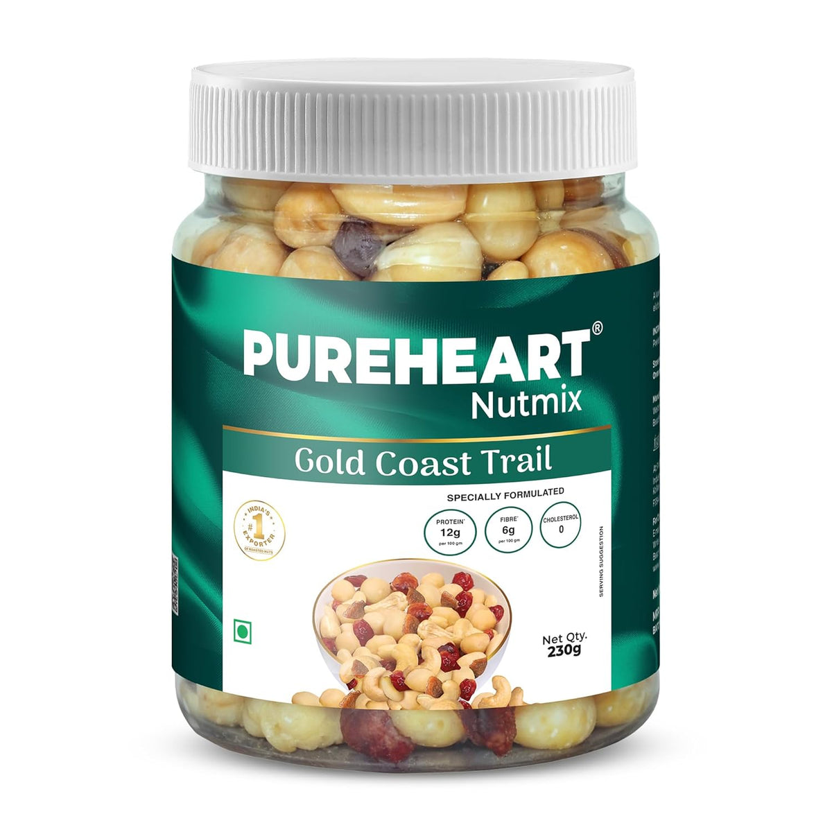 Pureheart Nutmix Gold Coast Trail, Premium Trail Mix with 40% Macadamia, Cashew, Almonds, Cranberry & Fig, High Protein, Healthy Snack