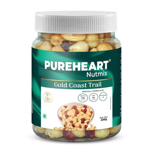 Pureheart Nutmix Gold Coast Trail, Premium Trail Mix with 40% Macadamia, Cashew, Almonds, Cranberry & Fig, High Protein, Healthy Snack