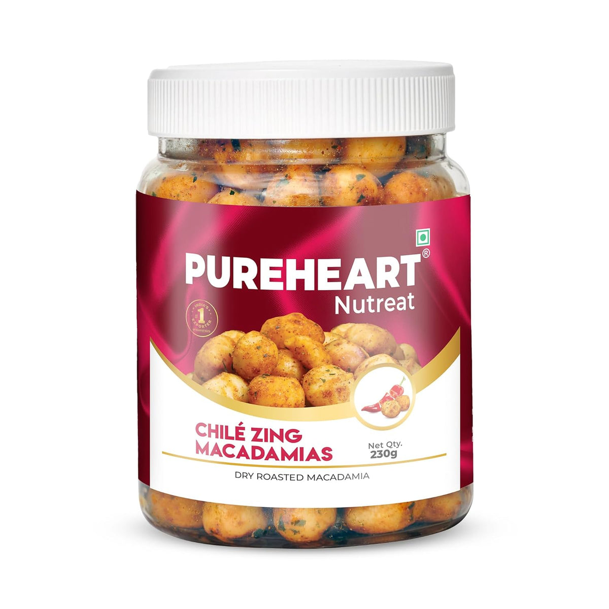 PUREHEART Nutreat Chile Zing Australian Macadamias – Spicy Roasted Macadamia Nuts | Buttery Crunch Snack | 454g | Gluten-Free & Keto-Friendly