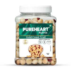 Pureheart Nutmix Gold Coast Trail, Premium Trail Mix with 40% Macadamia, Cashew, Almonds, Cranberry & Fig, High Protein, Healthy Snack