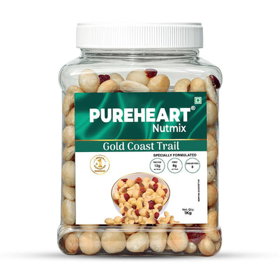 Pureheart Nutmix Gold Coast Trail, Premium Trail Mix with 40% Macadamia, Cashew, Almonds, Cranberry & Fig, High Protein, Healthy Snack