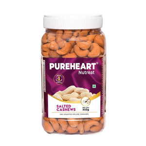 Pureheart Nutreat Roasted Salted Cashew, Flavourful & Crunchy Snack | Premium Salted Whole Cashew Nuts/Kaju Dry Fruit | Rich in Protein & Fiber | No Artificial Colors and Flavors