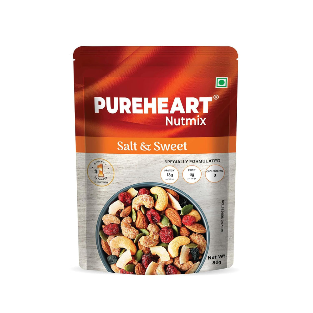 Pureheart Nutmix Salt & Sweet Dry Fruits  Premium Salted Mix Nuts (Cashews, Almonds, Raisins, Cranberries) Delicious & Crunchy Mixed Dry Fruits