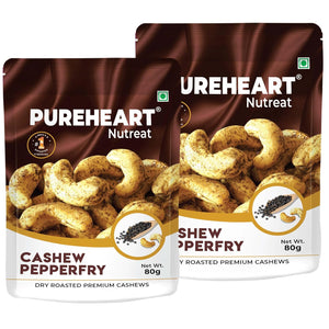 Pureheart Nutreat Pepperfry Cashews  Inspired by Iconic Malabar Dish, Premium Salted Black Pepper Cashew Nuts/Kaju Dry Fruit, Roasted Cashews with Aroma & Freshly Ground Pepper