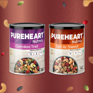 PUREHEART Rakhi Gift Hamper Cherokee Trail Mix, Sweet & Salt Nutmix (454g, each), Dark Chocolate with Rakhi for Brother, Gift Card, Pooja Rice, Kumkum