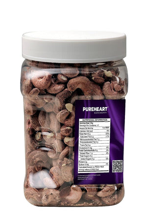 Pureheart Borma Cashews/Skin Unpeeled Cashews  Natural Whole Cashews - Nutty Flavor Cashew Nuts with Skin - Reusable Jar