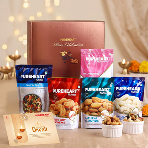 PUREHEART Premium Diwali Gift Hamper | Exotic Nuts & Dry Fruits Combo, Card