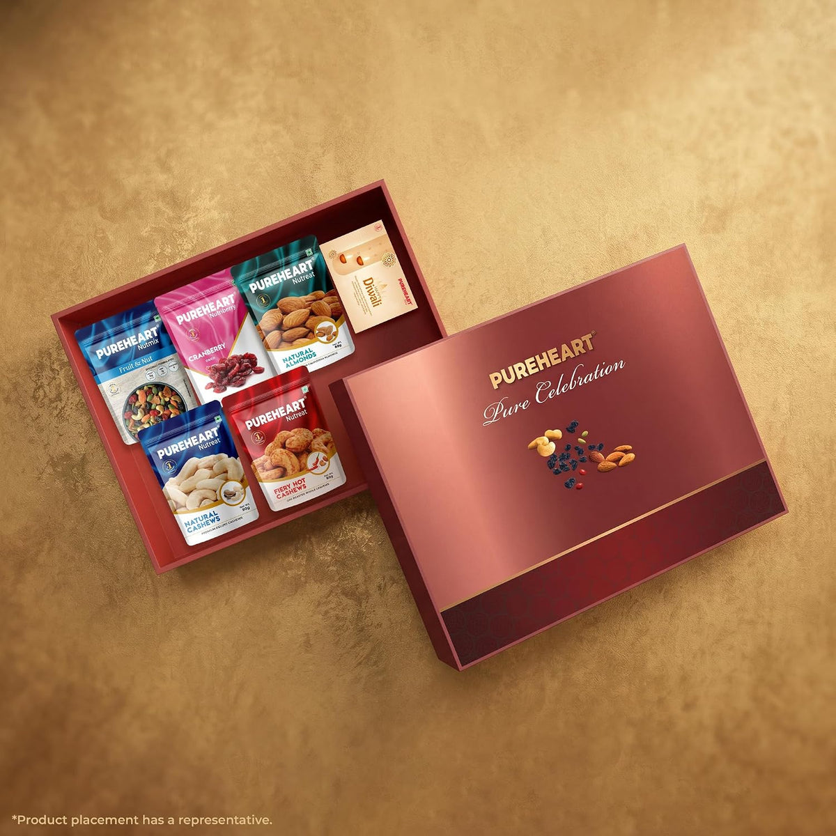 PUREHEART Premium Diwali Gift Hamper | Exotic Nuts & Dry Fruits Combo, Card