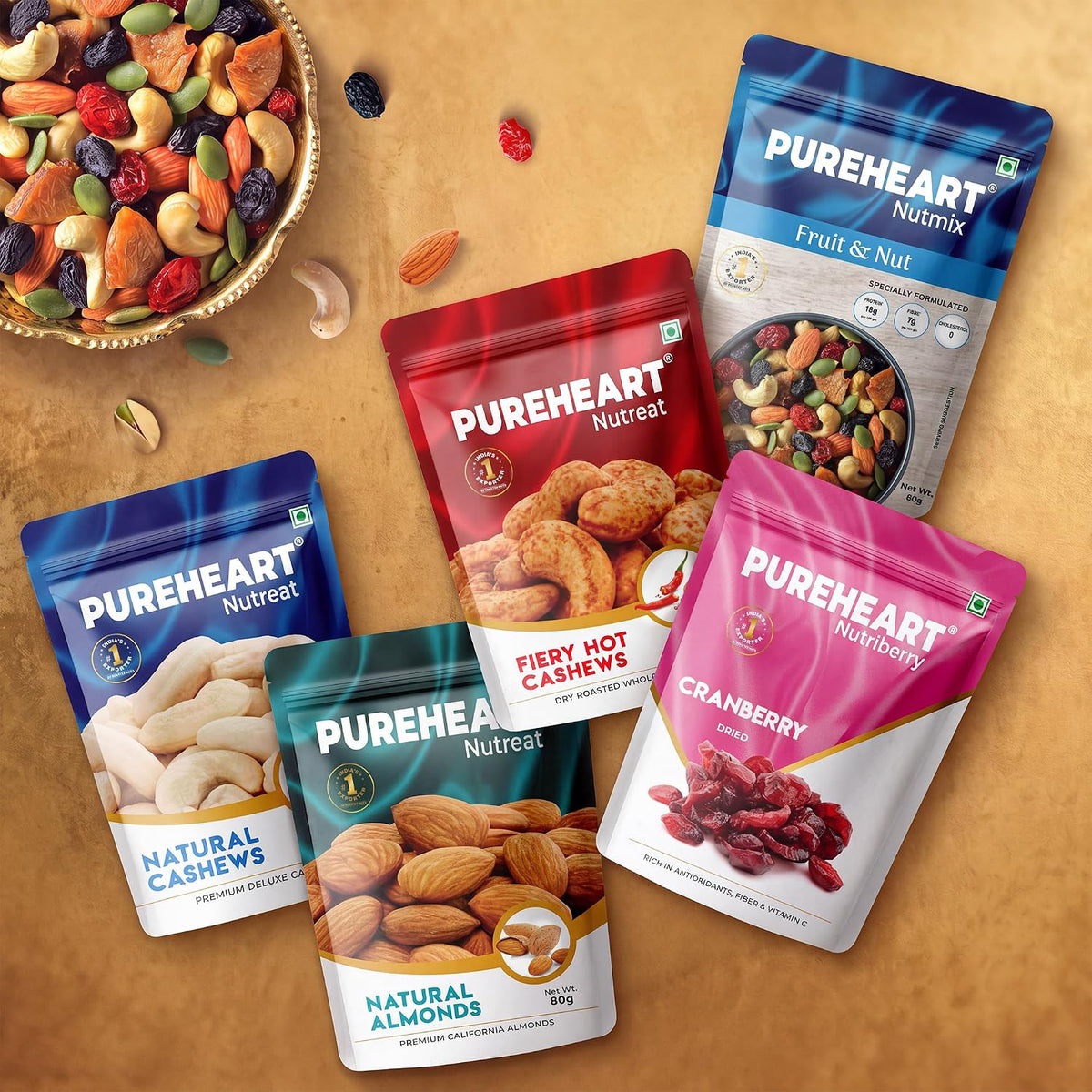 PUREHEART Diwali Gift Hamper | Exotic Nuts & Dry Fruits, Ganpati Diya, Card