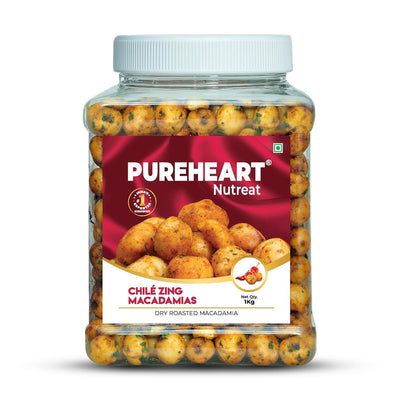 PUREHEART Nutreat Chile Zing Australian Macadamias – Spicy Roasted Macadamia Nuts | Buttery Crunch Snack | 454g | Gluten-Free & Keto-Friendly