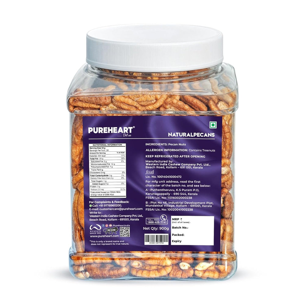 Pureheart Premium Pecan Nuts 180g | Premium Natural Pecans | Healthy Dry Fruits Snack | Rich in Protein, Fibre & Antioxidants | Ideal for Snacking & Baking