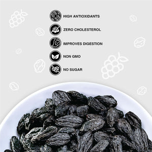 Pureheart Nutreat Premium Natural Black Raisins (80 gm) Kali Kishmish/Manuka, Dry Fruits Snack - Rich in Antioxidants