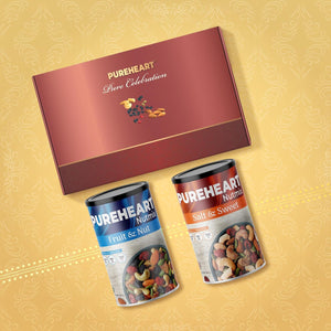 PUREHEART Pure Celebration Premium Diwali Gift Box | Dry Fruits Pack | Corporate Gift Hamper| Nutmix Hamper 230g | Chocolate | Card | Decoration Lord Ganesh Metal Diya | Festive Healthy Snack Gifting