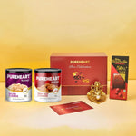 PUREHEART Pure Celebration Premium Diwali Gift Box | Dry Fruits Pack | Corporate Gift Hamper | Salted and Fiery Hot Cashews | Chocolate | Card | Decoration Lord Ganesh Metal Diya | Festive Gifting