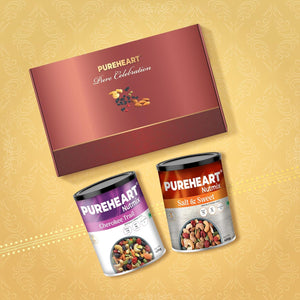 PUREHEART Pure Celebration Premium Diwali Gift Box | Dry Fruits Pack | Corporate Gift Hamper | Cherokee Trail Mix, Salt & Sweet Nutmix | Chocolate | Card | Lord Ganesh Metal Diya | Festive Gifting