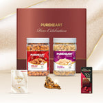 PUREHEART Pure Celebration Premium Wedding Gift Box | Dry Fruits Gift Hamper For Couples | Fiery Hot and Salted Cashews (650g, each) | Bournville Chocolate & Wishing Card | Ganpati Diya