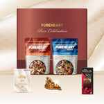 PUREHEART Pure Celebration Premium Wedding Gift Box | Dry Fruits Gift Hamper For Couples | Fruit & Nut and Salt & Sweet Nutmix (80g, each) | Bournville Chocolate & Wishing Card | Ganapati Diya