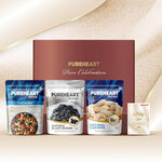 PUREHEART Pure Celebration Premium Gift Box | Dry Fruits Gift Pack | Wedding Gift Hamper | Natural Cashews, Nutmix, Black Raisins (80 g, each) | Wishing Card | Wedding Gifting