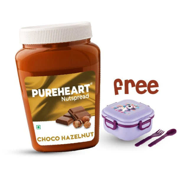 PUREHEART Nut Spread Choco Hazelnut 350 gm with Lunch Box|Nutty, Smooth and Creamy Chocolate Hazelnut Spread for Breakfast | No. 1 Exporter of Roasted Nuts