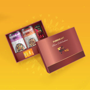PUREHEART Onam Gift Hamper Cherokee Premium Trail Mix, Sweet & Salt Nutmix (230g, each), Cadbury Bournville Dark Chocolate with , Gift Card,