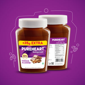 PUREHEART Choco Almond Nut Spread (350 + 35 gm ) - Nutty Chocolate Almond Spread for Breakfast, Delicious, Smooth and Creamy Snack