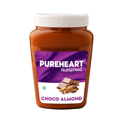 PUREHEART Choco Almond Nut Spread 350gm with Lunch Box | Chocolate Almond Creamy, Smooth & Nutty | Rich in Roasted Nuts | Healthy Breakfast Spread for Kids & Family | No. 1 Exporter of Roasted Nuts